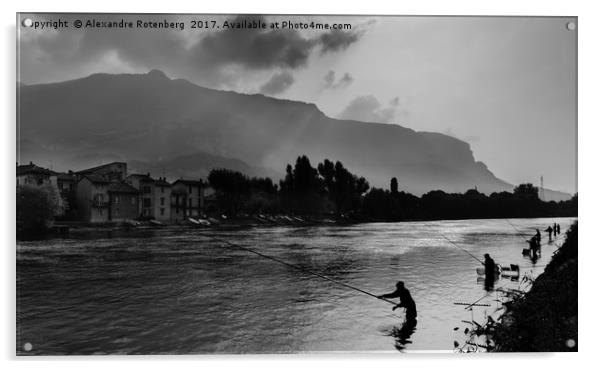 Fishermen in Lake Garlate, Italy Acrylic by Alexandre Rotenberg