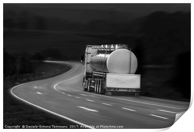 Tanker truck on the road Print by Daniela Simona Temneanu