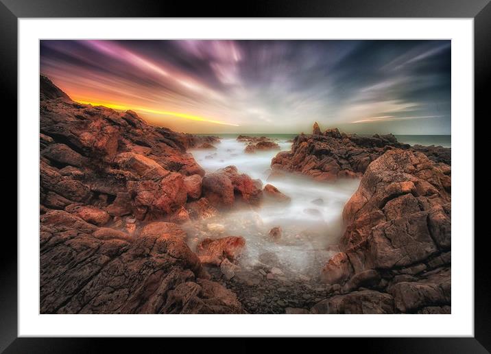Dramatic sky at Rotherslade Bay Framed Mounted Print by Leighton Collins