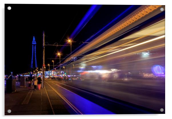 Blackpool at night Acrylic by chris smith