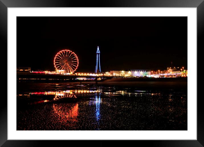Blackpool tower at night Framed Mounted Print by chris smith