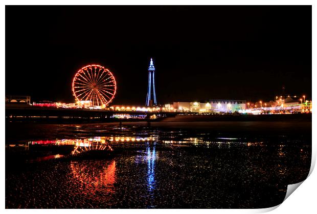 Blackpool tower at night Print by chris smith