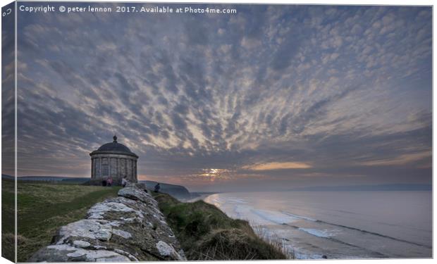 Mussenden Sunset Canvas Print by Peter Lennon