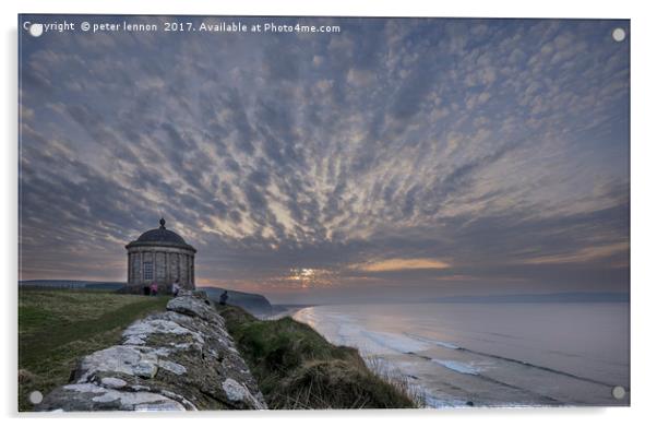 Mussenden Sunset Acrylic by Peter Lennon