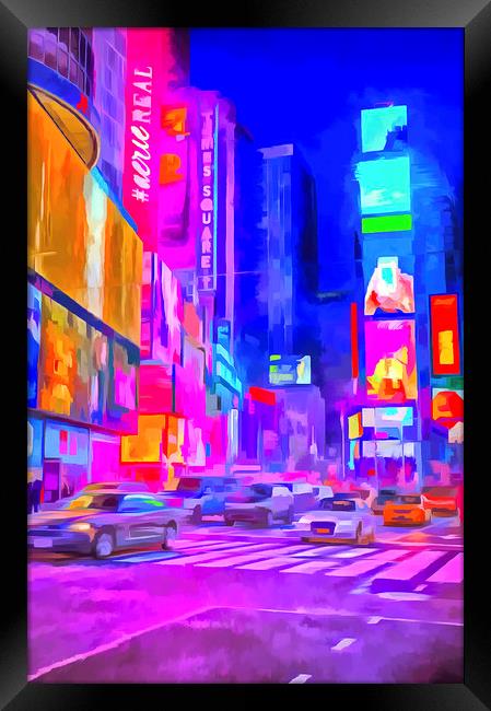 Times Square Pop Art Framed Print by David Pyatt
