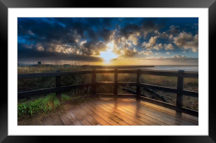 Swansea boardwalk sunrise Framed Mounted Print by Leighton Collins