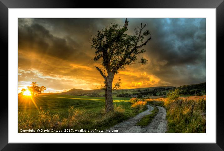 Sun setting over Embsay Framed Mounted Print by David Oxtaby  ARPS