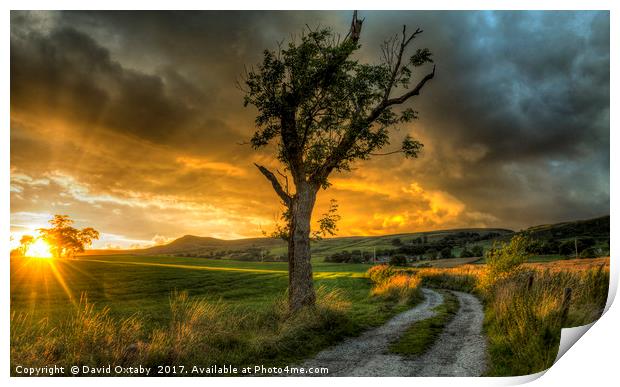 Sun setting over Embsay Print by David Oxtaby  ARPS