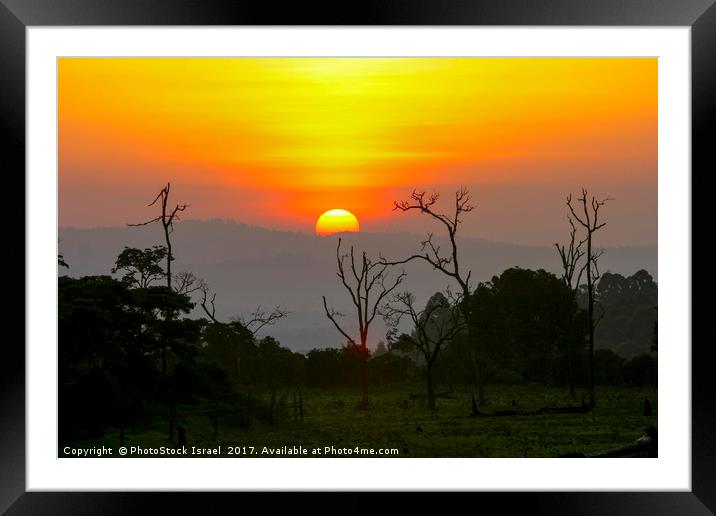  Kenya Sun set Framed Mounted Print by PhotoStock Israel
