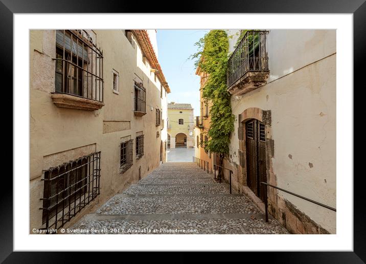 Spanish Street in Altafulla Framed Mounted Print by Svetlana Sewell