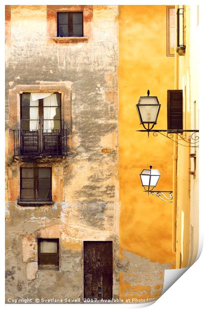 Yellow and Old Wall Print by Svetlana Sewell