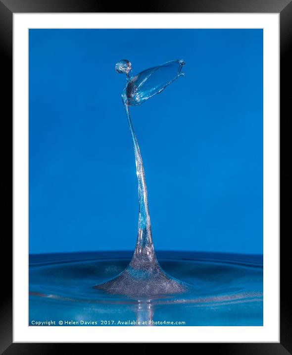 Blue silver angel water drop Framed Mounted Print by Helen Davies
