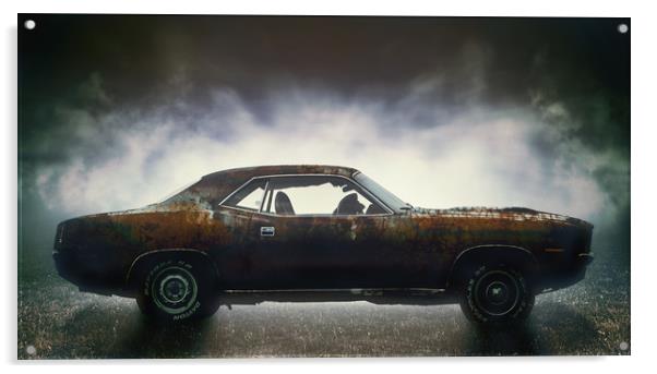 Plymouth Barracuda (1970)  Acrylic by Guido Parmiggiani