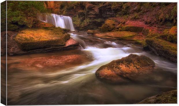 Waterfall on The Upper Clydach River in Pontardawe Canvas Print by Leighton Collins