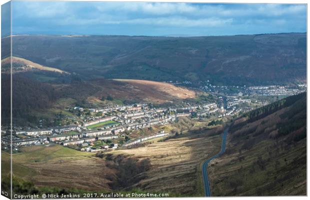 Cwmparc in the Rhondda Valley South Wales Canvas Print by Nick Jenkins