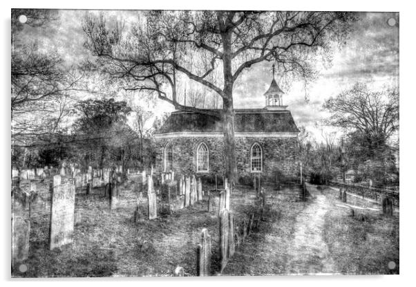 Sleepy Hollow Church Vintage Acrylic by David Pyatt