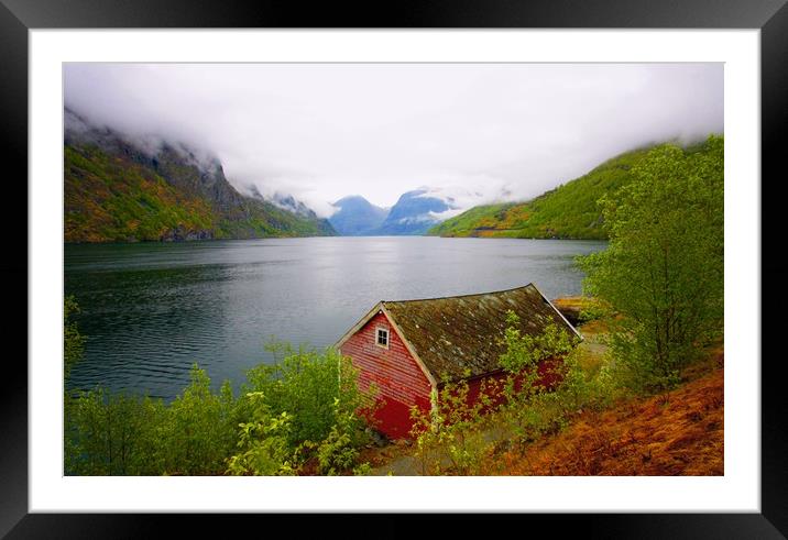 AURLANDSFJORD  VIEW Framed Mounted Print by Anthony Kellaway