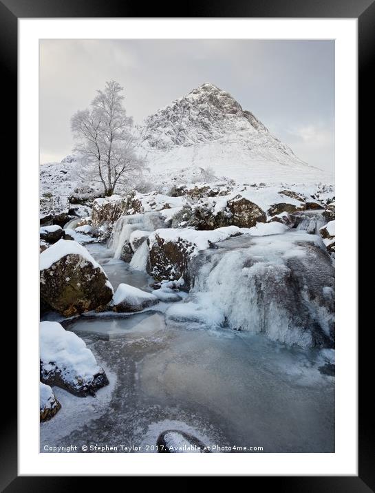 Frozen Coupall Falls Framed Mounted Print by Stephen Taylor