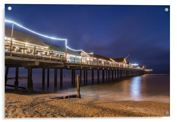Southwold Pier after dark Acrylic by Steve Lansdell