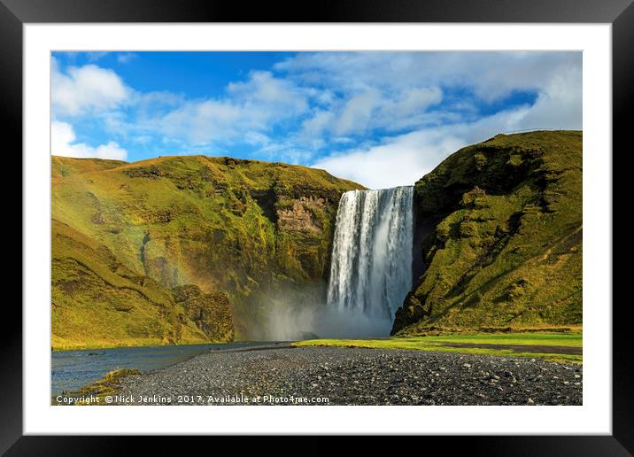 Skogafoss Waterfall South Iceland Framed Mounted Print by Nick Jenkins
