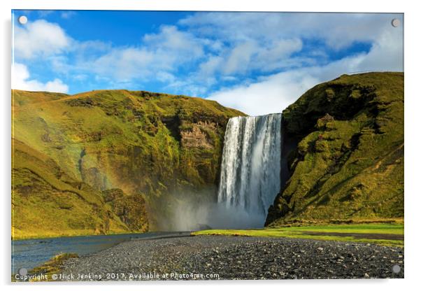 Skogafoss Waterfall South Iceland Acrylic by Nick Jenkins