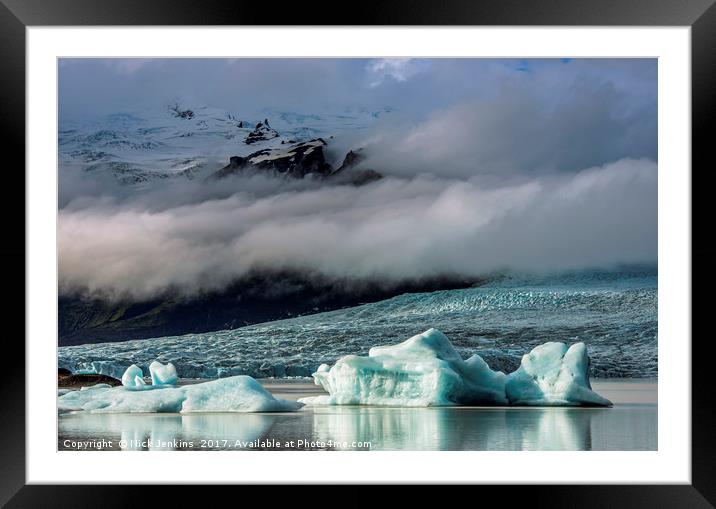 The Fjarllsaron Glacier snout and lake, Iceland Framed Mounted Print by Nick Jenkins