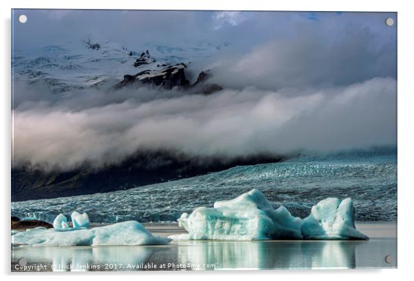 The Fjarllsaron Glacier snout and lake, Iceland Acrylic by Nick Jenkins
