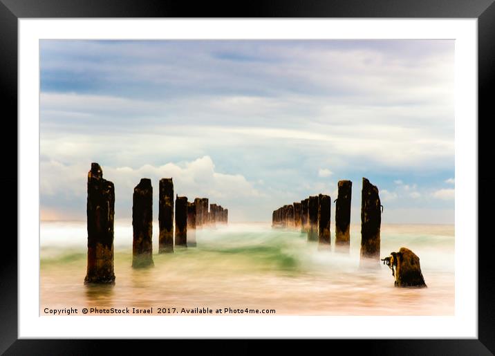 Poles in the sea, long exposure Framed Mounted Print by PhotoStock Israel
