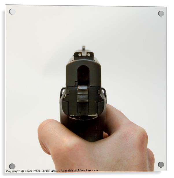 9mm hand gun Acrylic by PhotoStock Israel