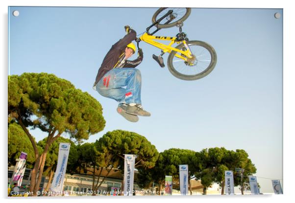 Extreme Bicycle sport jump Acrylic by PhotoStock Israel