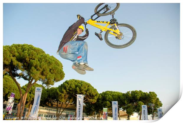Extreme Bicycle sport jump Print by PhotoStock Israel