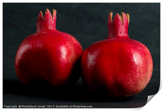 Two ripe pomegranates Print by PhotoStock Israel