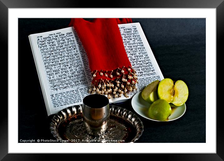 Prayer book, Apple Honey, goblet Framed Mounted Print by PhotoStock Israel