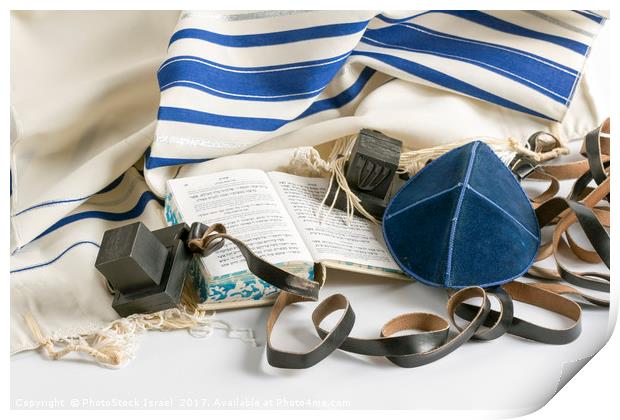 Teffilin, Talith and Sidur for Jewish ritual  Print by PhotoStock Israel
