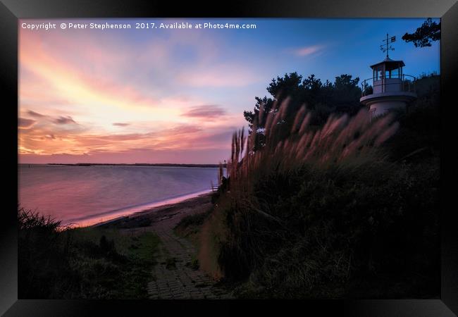 Sunset over Lepe Lighthouse Framed Print by Peter Stephenson