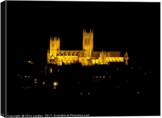 Lincoln Cathedral Floodlit at night - abstract Canvas Print by Chris Langley
