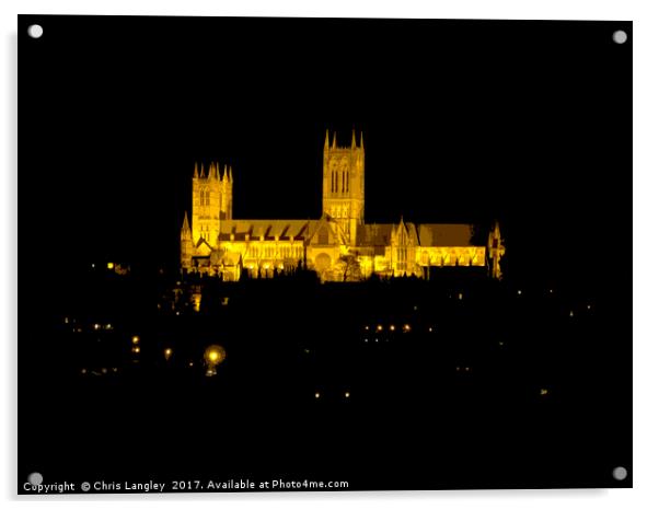 Lincoln Cathedral Floodlit at night - abstract Acrylic by Chris Langley