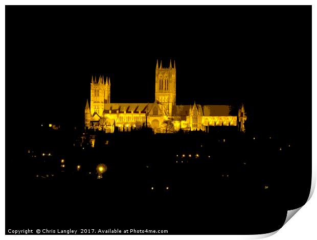 Lincoln Cathedral Floodlit at night - abstract Print by Chris Langley