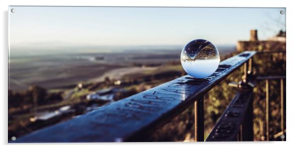 Crystal ball on railing Acrylic by Juan Ramón Ramos Rivero