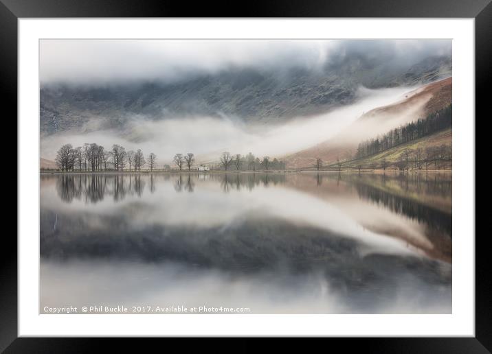 Char Hut in the Mist Framed Mounted Print by Phil Buckle