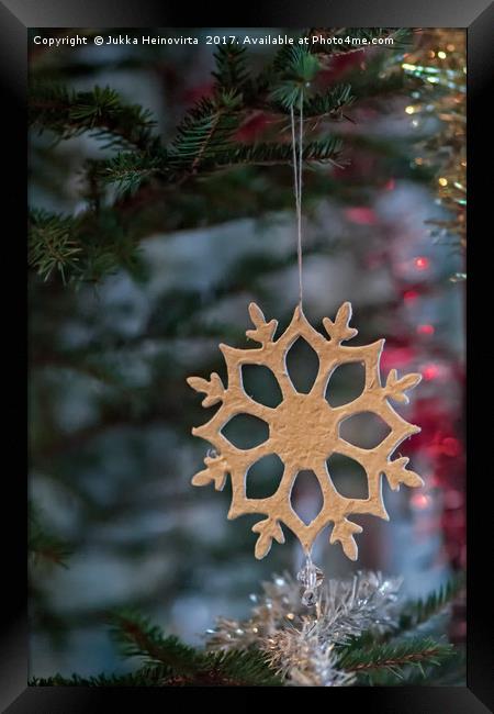 Snowflake On A Christmas Tree Framed Print by Jukka Heinovirta