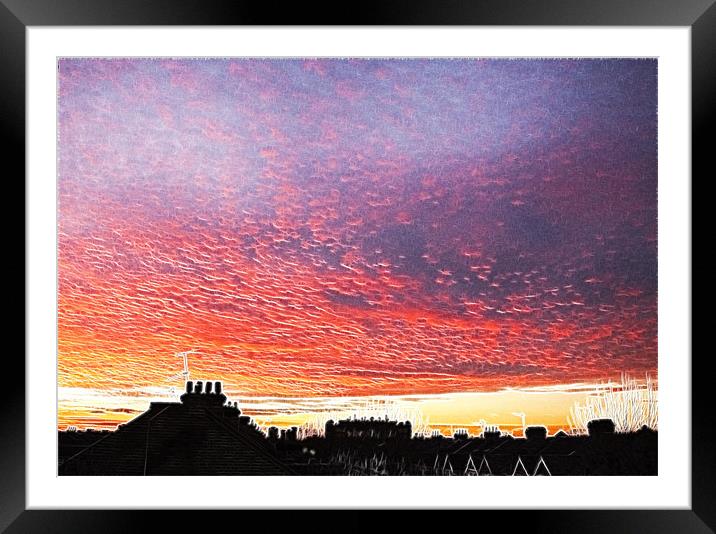 Sunset over London fractals Framed Mounted Print by David French