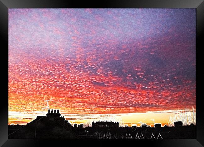 Sunset over London fractals Framed Print by David French