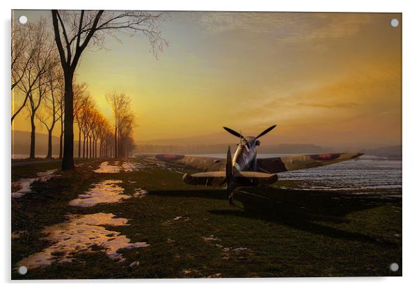 Spitfire in winter Acrylic by Gary Eason