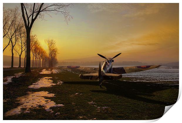 Spitfire in winter Print by Gary Eason