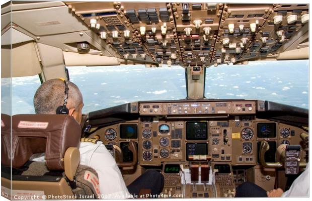 El-Al Boeing 767 cockpit Canvas Print by PhotoStock Israel