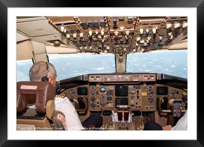El-Al Boeing 767 cockpit Framed Mounted Print by PhotoStock Israel