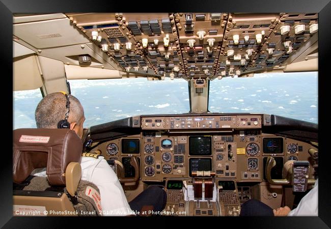 El-Al Boeing 767 cockpit Framed Print by PhotoStock Israel