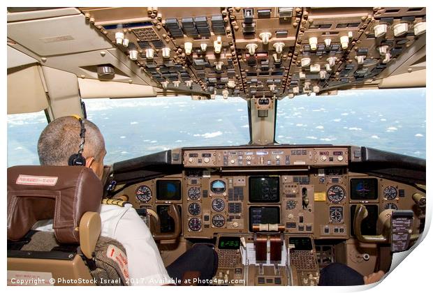 El-Al Boeing 767 cockpit Print by PhotoStock Israel