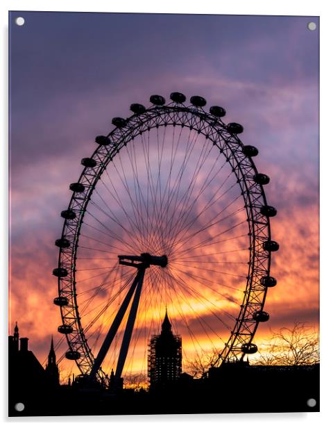 London Eye Skyline Acrylic by Graham Custance